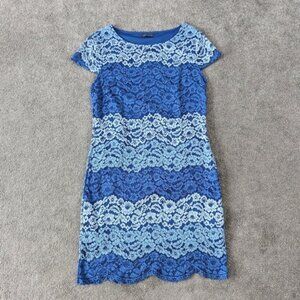 Suzy Shier Women's Lace Dress Size Large Blue Color Block